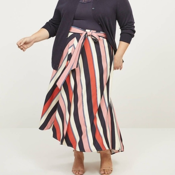 Lane Bryant Striped High Low Maxi Skirt Size 18 - Picture 1 of 4